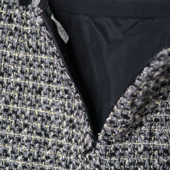 J.Crew Womens Wool Mini Skirt Size 10 Gray Black Gold Metallic Woven Holiday - Picture 7 of 7